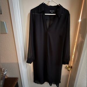 INC International Concepts Black Sheer Long Sleeve Dress